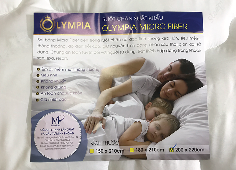 Ruột chăn Olympia xuất khẩu Micro Fiber