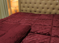 Chăn lông cừu xuất khẩu Olympia vân chìm màu đỏ rượu#9