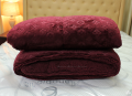 Chăn lông cừu xuất khẩu Olympia vân chìm màu đỏ rượu#15